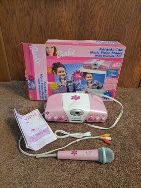 Vintage 2003 Mattel Barbie Karaoke Cam Music Video Maker With Wireless Mic W/Box
